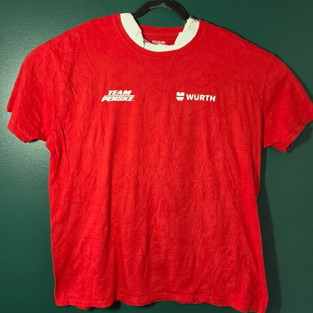 Brad Keselowski Team Penske Wurth NASCAR Racing T-Shirt Red Mens 2XL
